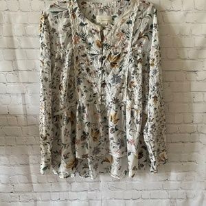 anthropology Women’s blouse Size L White